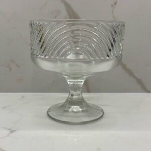 Vintage EO Brody Clear Glass Wave Compote Pedestal Dish Elegant Clear Glass